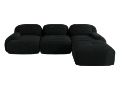 Sofá| Sofá de canto - Sofá de 3 lugares com braços curvos e almofadas decorativas - bombazine Preto