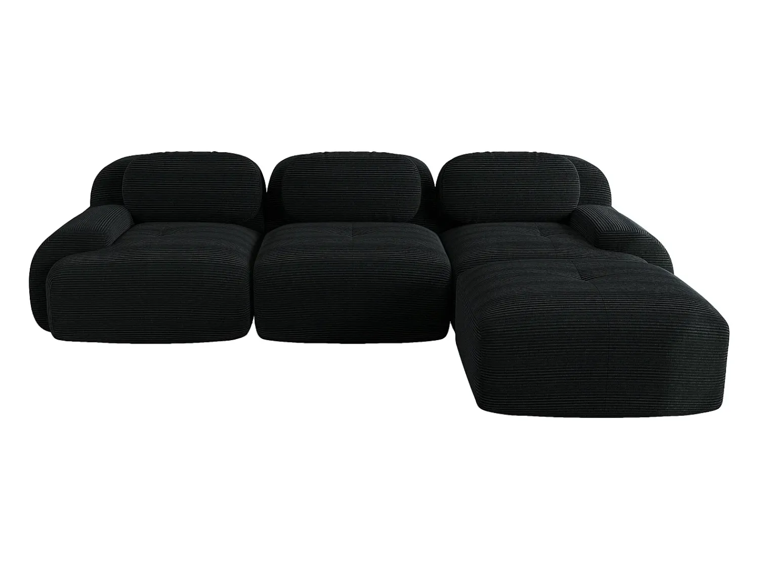 Sofá| Sofá de canto - Sofá de 3 lugares com braços curvos e almofadas decorativas - bombazine Preto