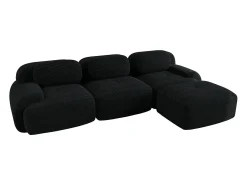 Sofá| Sofá de canto - Sofá de 3 lugares com braços curvos e almofadas decorativas - bombazine Preto