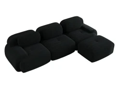 Sofá| Sofá de canto - Sofá de 3 lugares com braços curvos e almofadas decorativas - bombazine Preto