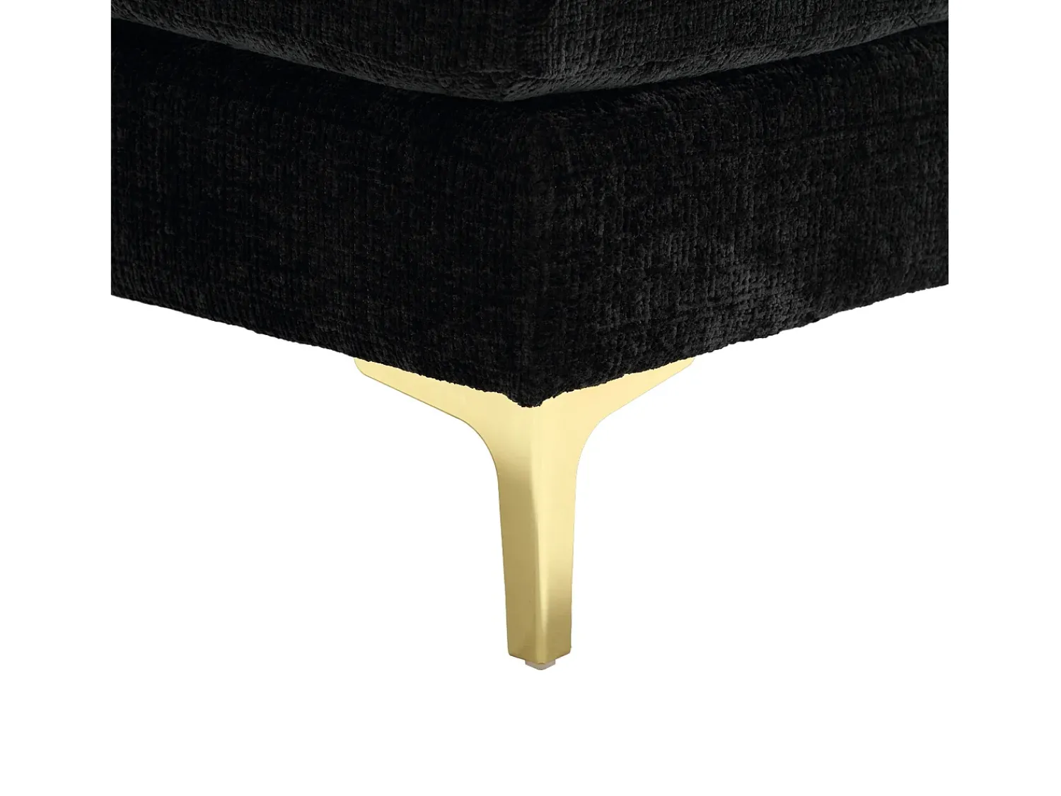 Sofá* Sofá de canto - Sofá de 4 lugares com assentos e almofadas - chenille - para sala de estar e quarto Preto