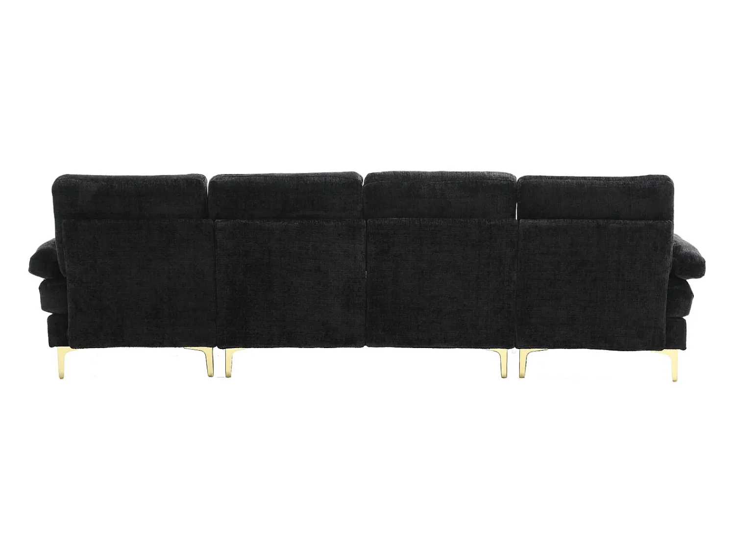 Sofá* Sofá de canto - Sofá de 4 lugares com assentos e almofadas - chenille - para sala de estar e quarto Preto