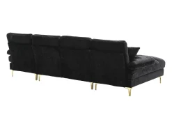 Sofá* Sofá de canto - Sofá de 4 lugares com assentos e almofadas - chenille - para sala de estar e quarto Preto