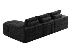 Sofá* Sofá de canto - Sofá de 3 lugares com 3 almofadas e 2 encostos de cabeça - chenille Preto
