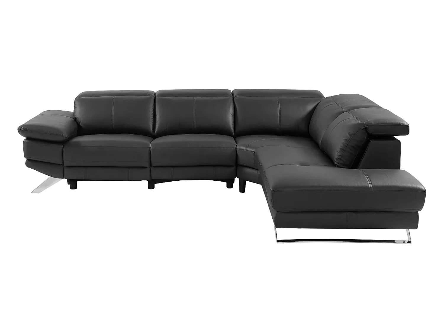 Sale Vente-unique Sofá de canto reclinável elétrico PUNO II com braço direito em couro bovino . Preto