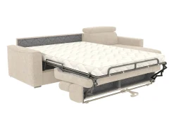Discount Vente-unique Sofá de canto reversível conversível abertura rápida em tecido - Cama 140 cm VIZIR Bege
