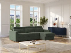 Vente-unique Sofá de canto reversível conversível abertura rápida em tecido - Cama de 160 cm VIZIR^ Sofá