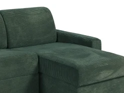 Vente-unique Sofá de canto reversível convertível abertura rápida veludo canelado verde 140 cm 18 cm CALITO^ Sofá