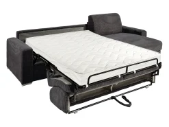 Sofá*Vente-unique Sofá de canto reversível convertível abertura rápida veludo canelado cinzento 160 cm - 14 cm CALITO Cinza antracite