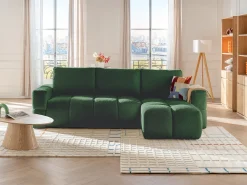 Sofá|Vente-unique Sofá de canto reversível conversível em tecido bouclette ISSORO Verde