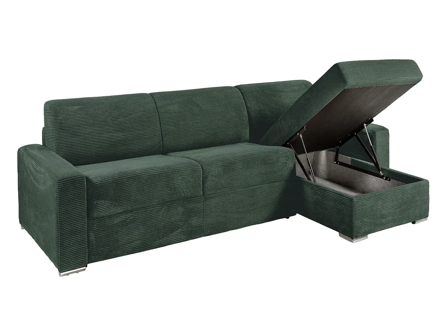 Sofá|Vente-unique Sofá de canto reversível convertível abertura rápida veludo canelado verde 140 cm 14 cm CALITO Verde pinho