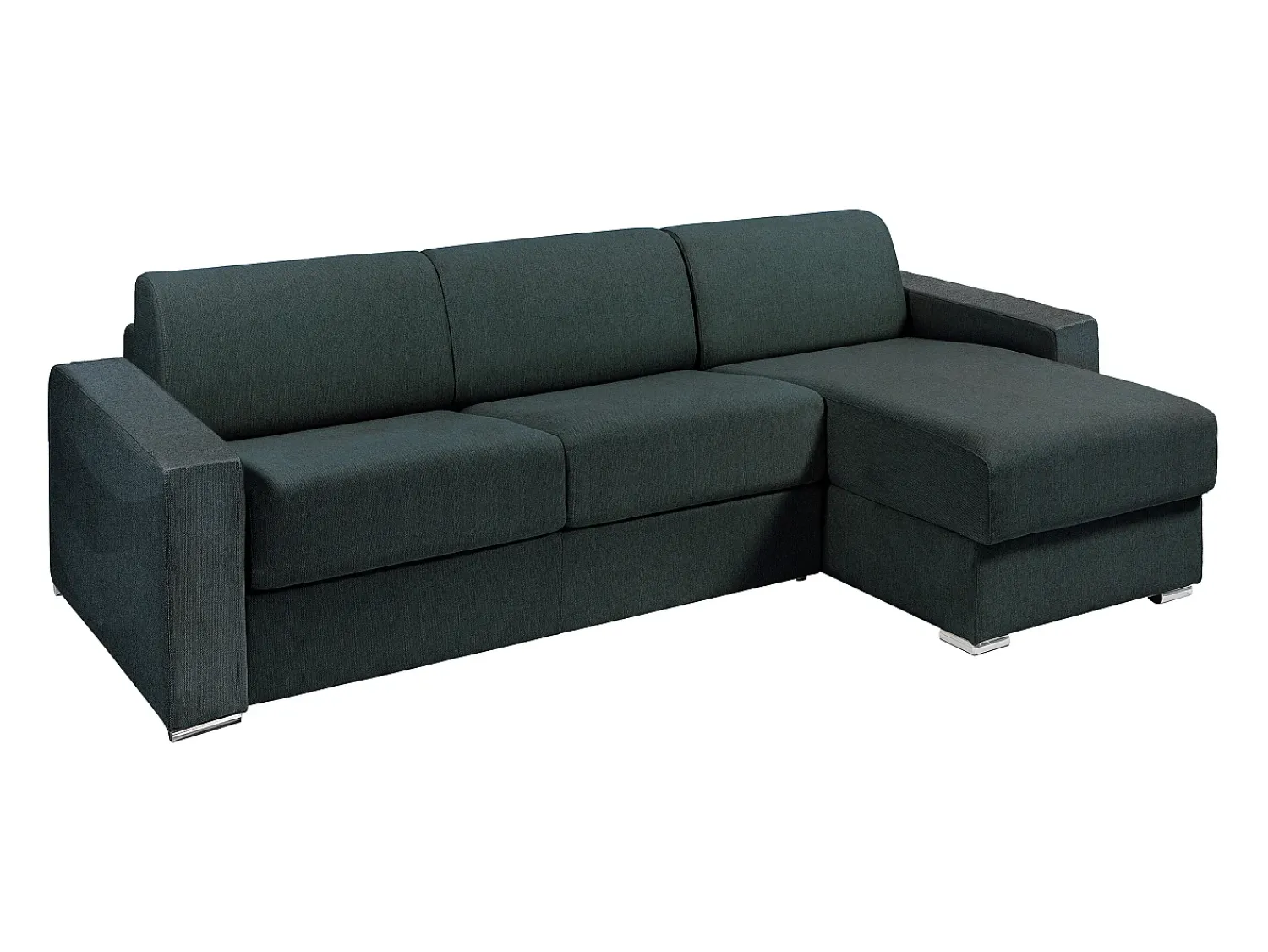 Vente-unique Sofá de canto reversível convertível abertura rápida tecido verde abeto - 140 cm - 22 cm - CALITO^ Sofá