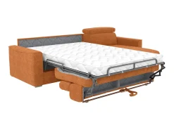 Vente-unique Sofá de canto reversível conversível abertura rápida em tecido terracotta - Cama 140 cm VIZIR^ Sofá