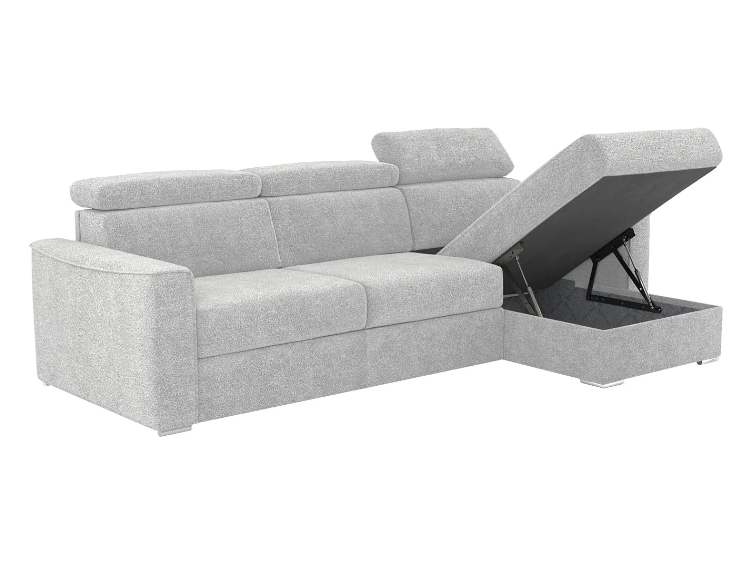 Vente-unique Sofá de canto reversível conversível abertura rápida em tecido cinza claro - Cama 140 cm VIZIR^ Sofá