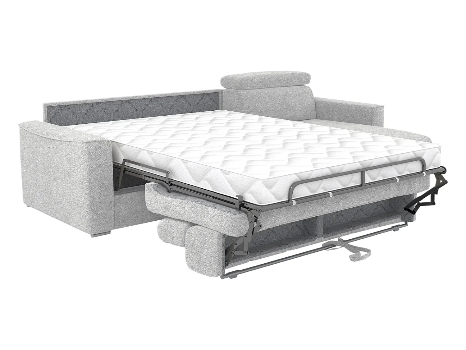 Vente-unique Sofá de canto reversível conversível abertura rápida em tecido cinza claro - Cama 140 cm VIZIR^ Sofá