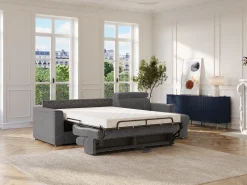 Vente-unique Sofá de canto reversível convertível abertura rápida em tecido cinza - Cama 140 cm VIZIR^ Sofá