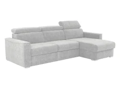 Vente-unique Sofá de canto reversível conversível abertura rápida em tecido cinza claro - Cama 140 cm VIZIR^ Sofá