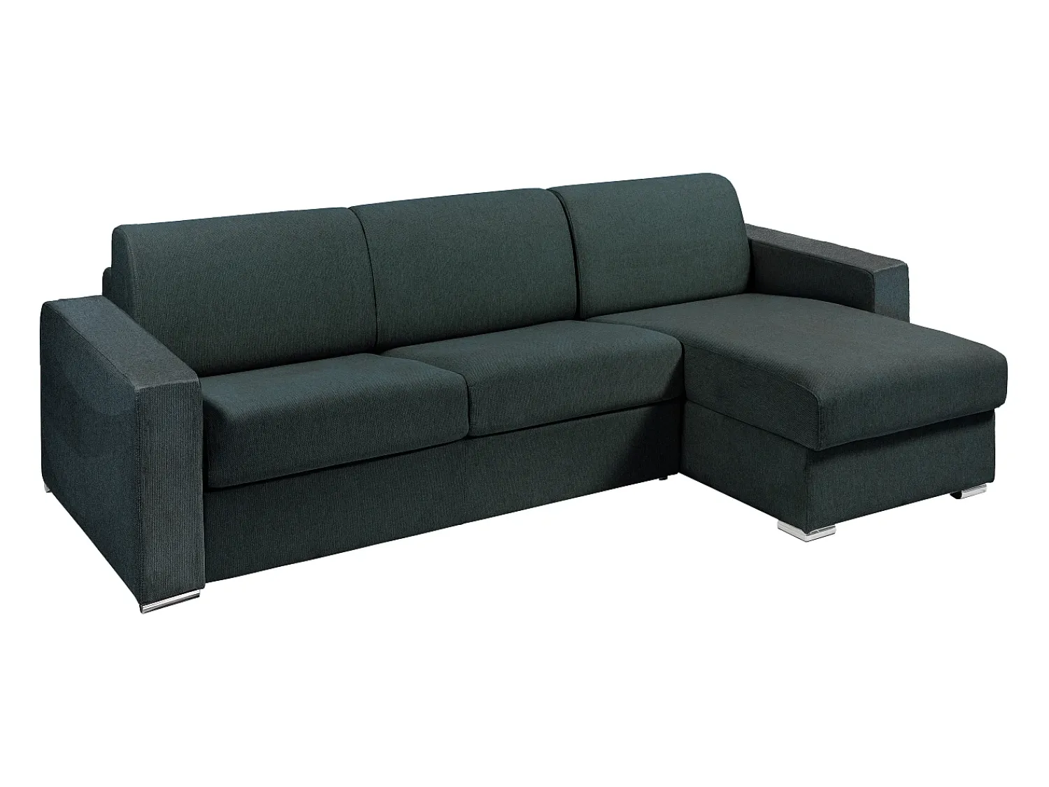 Vente-unique Sofá de canto reversível convertível abertura rápida tecido verde abeto - 140 cm - 14 cm - CALITO^ Sofá
