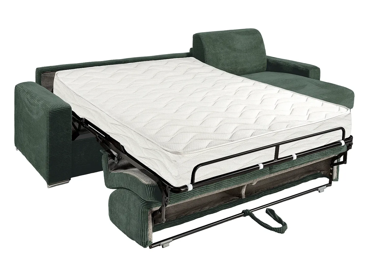 Sofá*Vente-unique Sofá de canto reversível convertível abertura rápida veludo canelado verde 140 cm 22 cm CALITO Verde pinho
