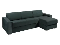 Vente-unique Sofá de canto reversível convertível abertura rápida tecido verde abeto - 160 cm - 22 cm - CALITO^ Sofá
