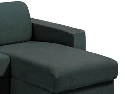 Vente-unique Sofá de canto reversível convertível abertura rápida tecido verde abeto - 160 cm - 22 cm - CALITO^ Sofá