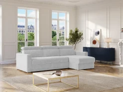 Vente-unique Sofá de canto reversível conversível abertura rápida em tecido cinza claro - Cama 140 cm VIZIR^ Sofá