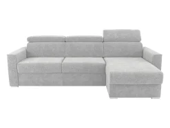 Vente-unique Sofá de canto reversível conversível abertura rápida em tecido cinza claro - Cama 140 cm VIZIR^ Sofá
