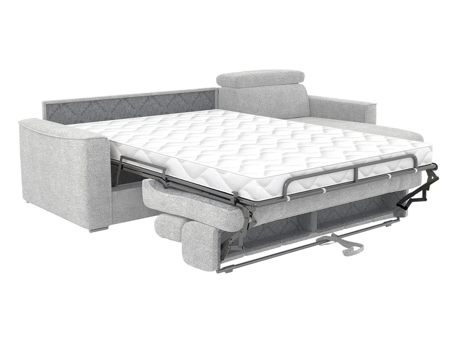 Vente-unique Sofá de canto reversível conversível abertura rápida em tecido cinza claro - Cama 140 cm VIZIR^ Sofá