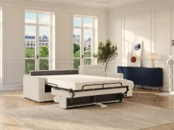 Sofá|Vente-unique Sofá de canto reversível com abertura rápidaão erpress em tecido - Espiritamente de sono para conservação 140 cm VIZIR Bege