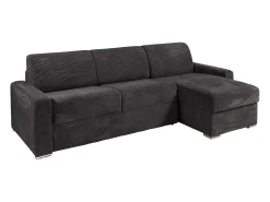 Vente-unique Sofá de canto reversível convertível abertura rápida veludo canelado cinzento 160 cm - 22 cm CALITO^ Sofá
