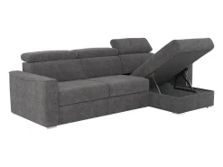 Sofá*Vente-unique Sofá de canto reversível conversível abertura rápida em tecido cinza - Cama 160 cm VIZIR Cinza antracite