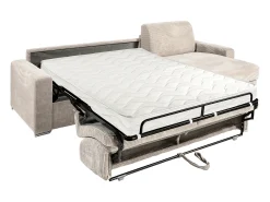 Best Vente-unique Sofá de canto reversível convertível abertura rápida veludo canelado 140 cm - 14 cm CALITO Bege