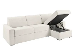 Sofá|Vente-unique Sofá de canto reversível convertível abertura rápida em tecido - 160 cm - 14 cm - CALITO Bege