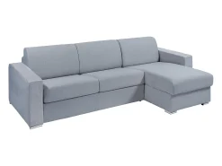 Sofá|Vente-unique Sofá de canto reversível convertível abertura rápida tecido cinzento - 160 cm - 18 cm - CALITO Cinzento claro / Cinzento