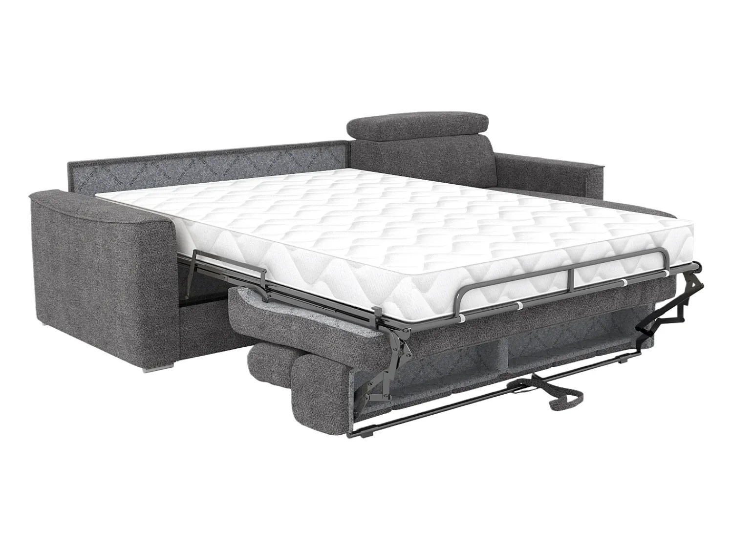 Hot Vente-unique Sofá de canto reversível conversível convertible abertura rápida em tecido cinza - Cama 160 cm VIZIR Cinza antracite