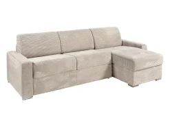 Sofá|Vente-unique Sofá de canto reversível convertível abertura rápida veludo canelado 140 cm - 22 cm CALITO Bege