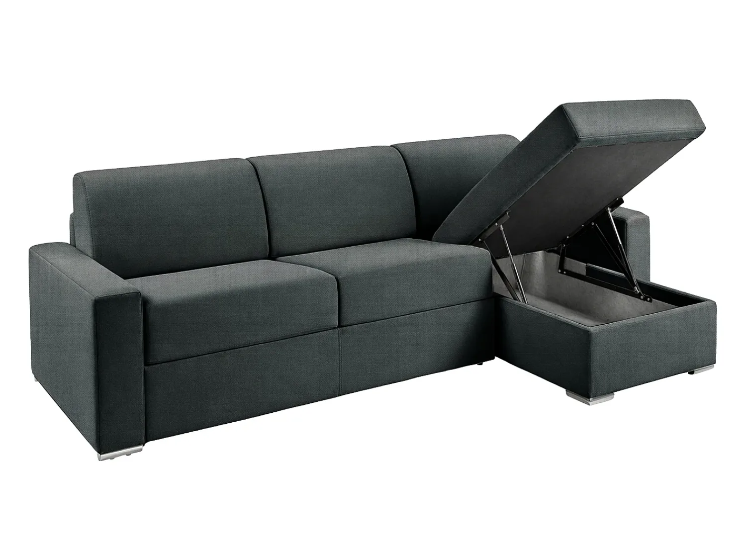 Sofá|Vente-unique Sofá de canto reversível convertível abertura rápida tecido verde abeto - 160 cm - 14 cm - CALITO Verde pinho