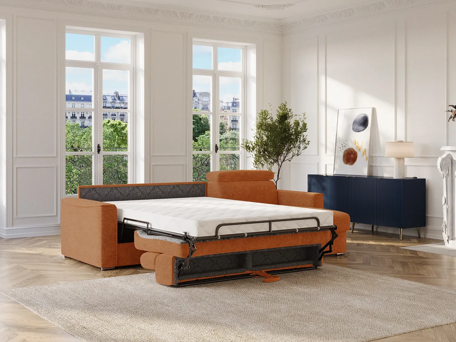 Vente-unique Sofá de canto reversível conversível abertura rápida em tecido - Cama 160 cm VIZIR^ Sofá