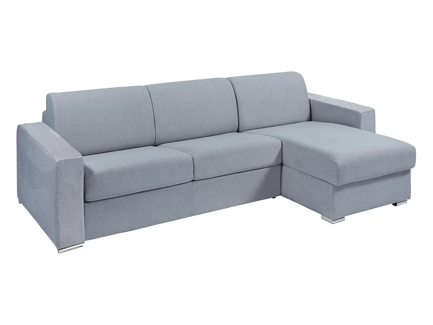 Vente-unique Sofá de canto reversível convertível abertura rápida tecido - 140 cm - 14 cm - CALITO Cinzento