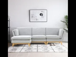 Sofá*Concept-Usine Sofá de canto reversível de 4 lugares em tecido cinza claro Norden - Confortável e elegante Cinzento claro