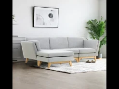 Sofá*Concept-Usine Sofá de canto reversível de 4 lugares em tecido cinza claro Norden - Confortável e elegante Cinzento claro