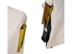 Sofá|Hauss Spole Sofá de canto reversível de 3 lugares em linho , com portas USB e Tipo C - 202x137x80cm Bege