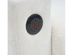 Sofá|Hauss Spole Sofá de canto reversível de 3 lugares em linho , com portas USB e Tipo C - 202x137x80cm Bege