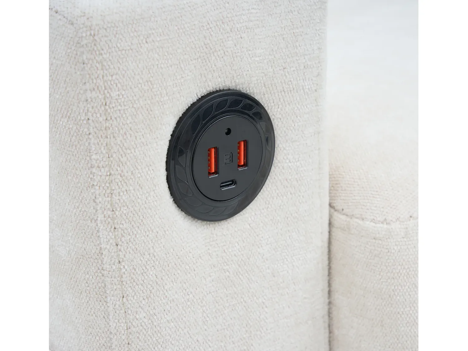 Sofá|Hauss Spole Sofá de canto reversível de 3 lugares em linho , com portas USB e Tipo C - 202x137x80cm Bege