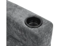 Hauss Spole Sofá de canto reversível de 3 lugares em linho cinza, com portas USB e Tipo C - 202x137x80cm^ Sofá