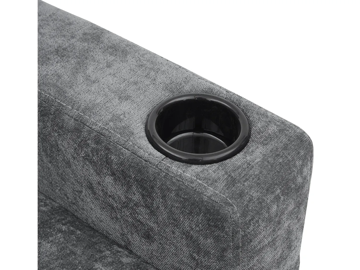 Hauss Spole Sofá de canto reversível de 3 lugares em linho cinza, com portas USB e Tipo C - 202x137x80cm^ Sofá