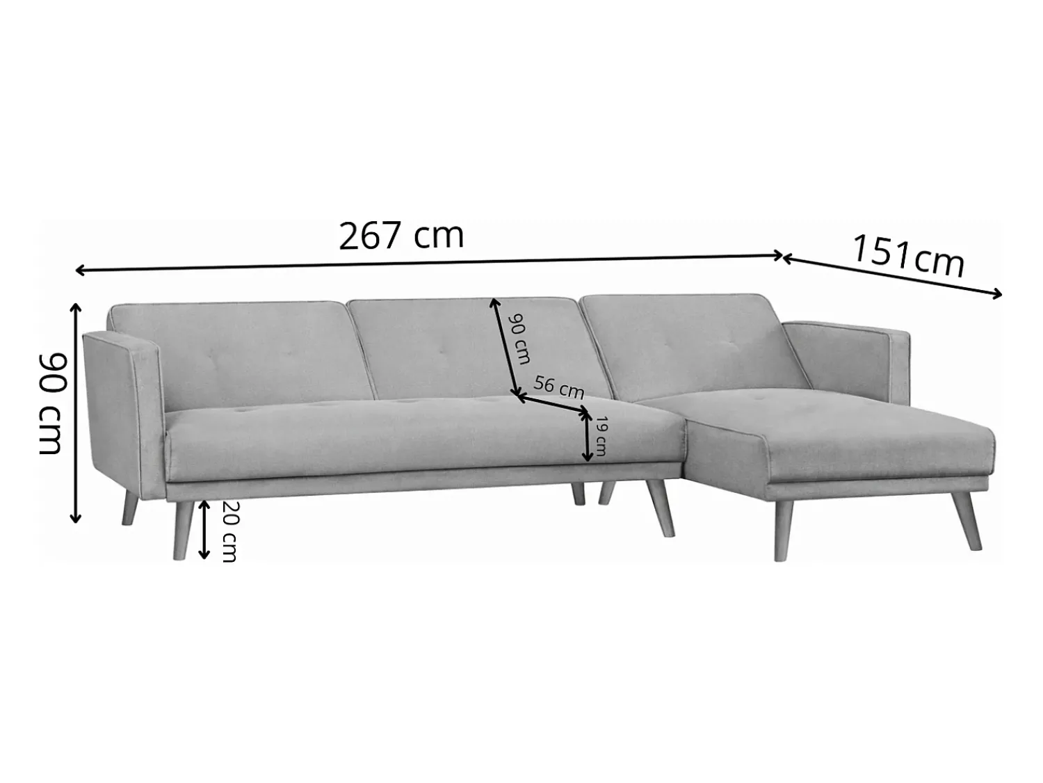 Sofá|Concept-Usine Sofá de canto reversível e conversível pato GRACE Escandinavo Moderno Azul
