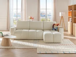 Sofá|Vente-unique Sofá de canto reversível e convertível em tecido bouclé ISSORO Bege