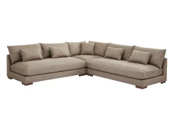 Sofá*Vente-unique Sofá de canto reversível e puff em tecido com acabamento texturizado de cor Taupe