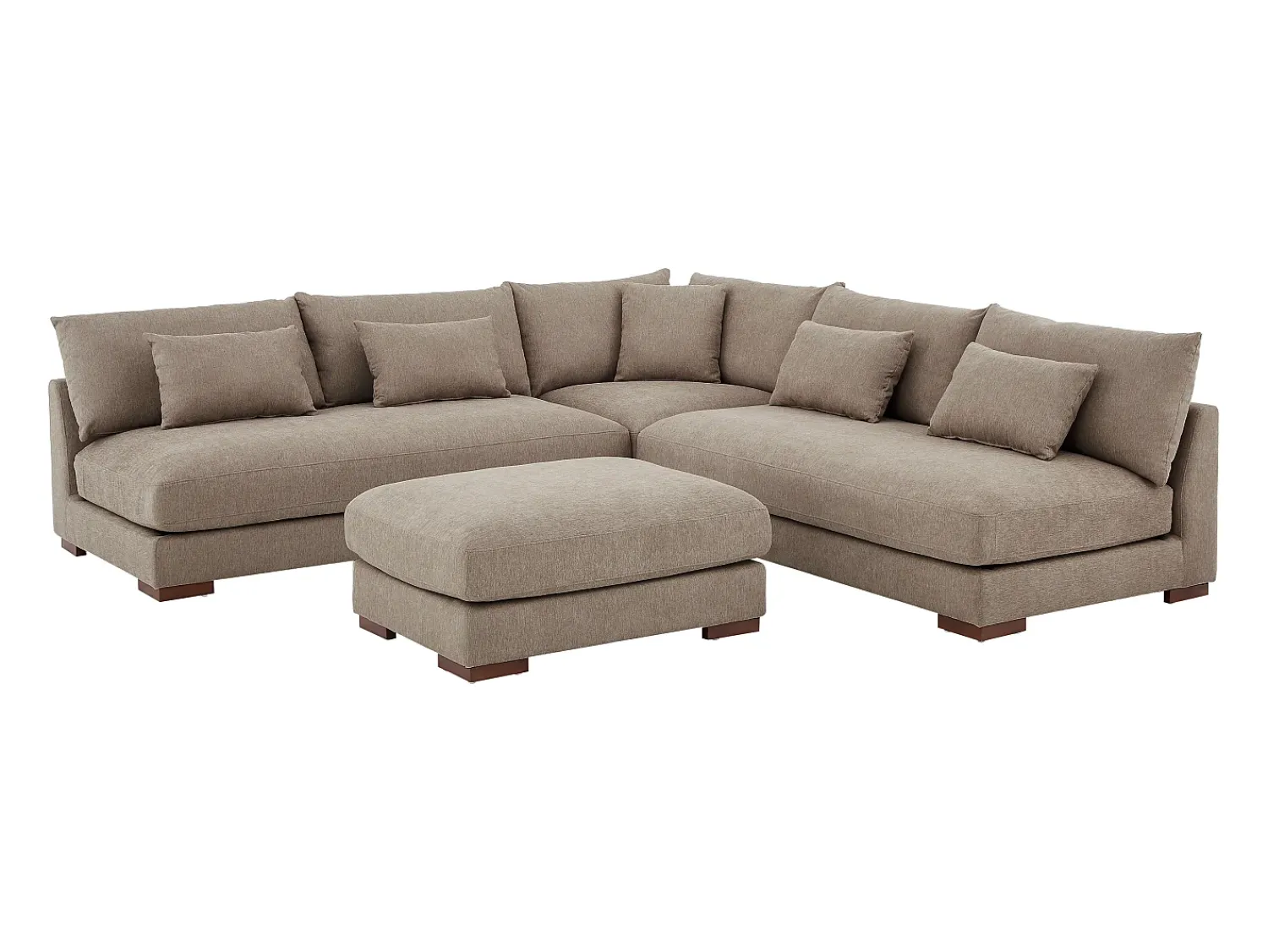 Sofá*Vente-unique Sofá de canto reversível e puff em tecido com acabamento texturizado de cor Taupe